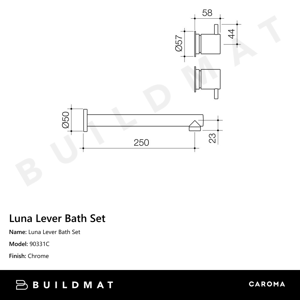 Luna Chrome Lever Bath Set
