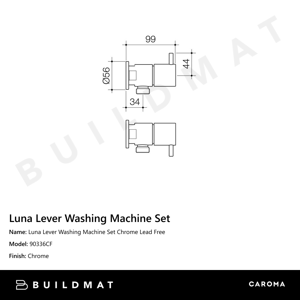 Luna Lever Washing Machine Set Chrome Lead Free