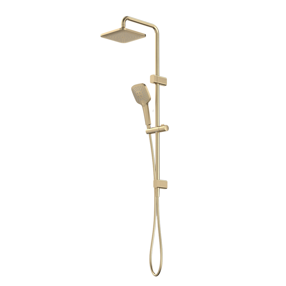 Luna System Overhead Shower On Rail Brushed Brass