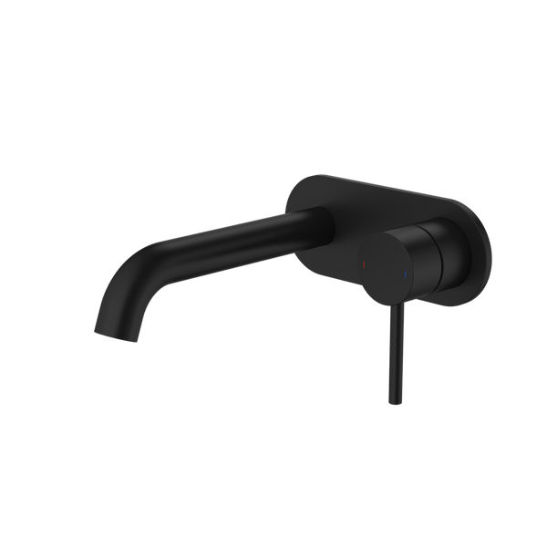 Liano II 175mm Wall Basin/Bath Mixer and Outlet Rounded Plate Matte Black Lead Free