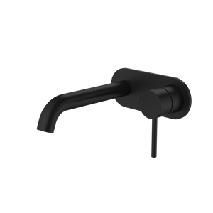 Liano II 175mm Wall Basin/Bath Mixer and Outlet Rounded Plate Matte Black Lead Free - Matte Black