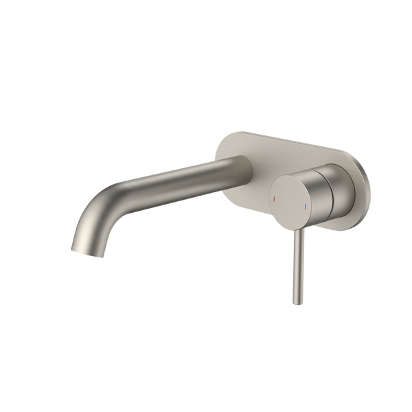 Liano II 175mm Wall Basin/Bath Mixer and Outlet Rounded Plate Brushed Nickel Lead Free