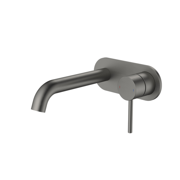 Liano II 175mm Wall Basin/Bath Mixer and Outlet Rounded Plate Gunmetal Lead Free