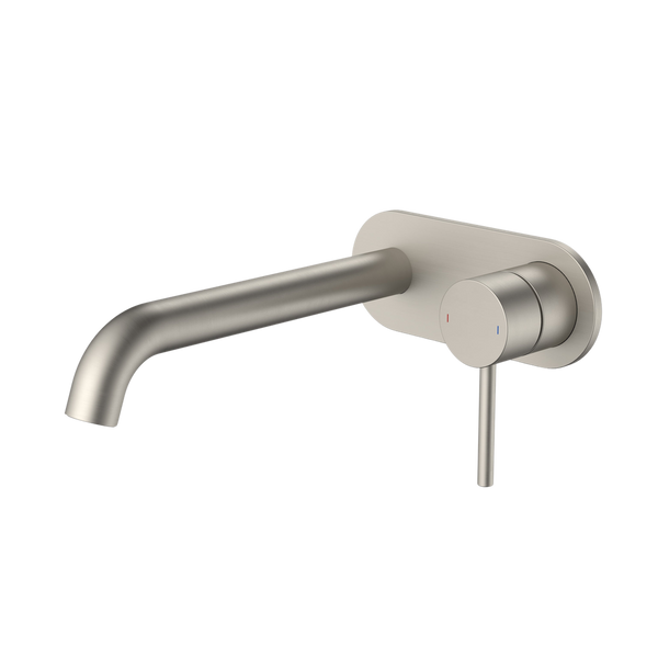 Liano II 210mm Wall Basin/Bath Mixer and Outlet Rounded Plate Brushed Nickel Lead Free