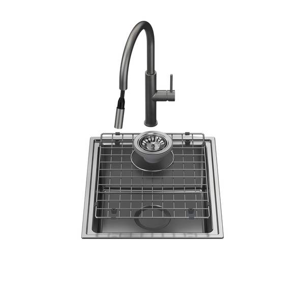 Urbane II Single Bowl Sink with Liano II Pull Out Sink Mixer Gunmetal