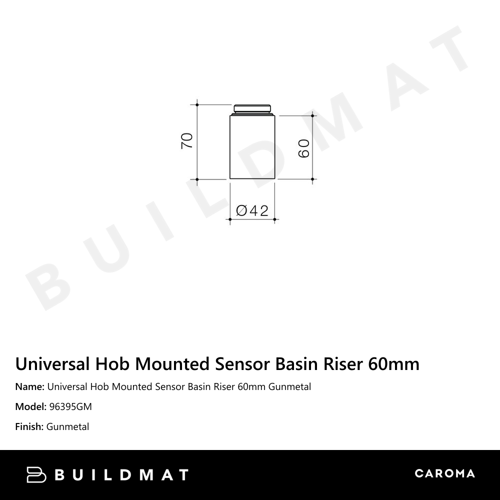 Universal Hob Mounted Sensor Basin Riser 60mm Gunmetal