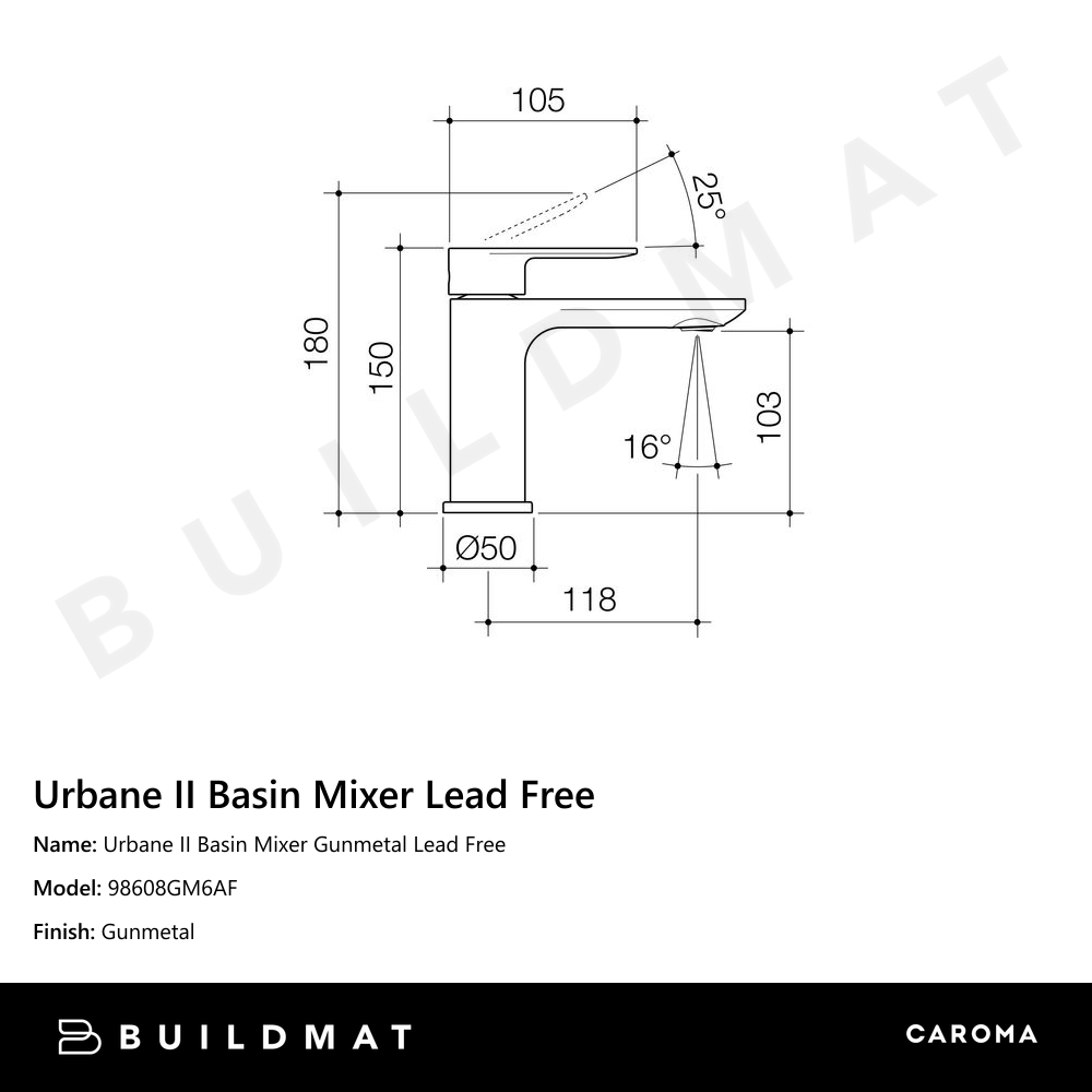 Urbane II Basin Mixer Gunmetal Lead Free
