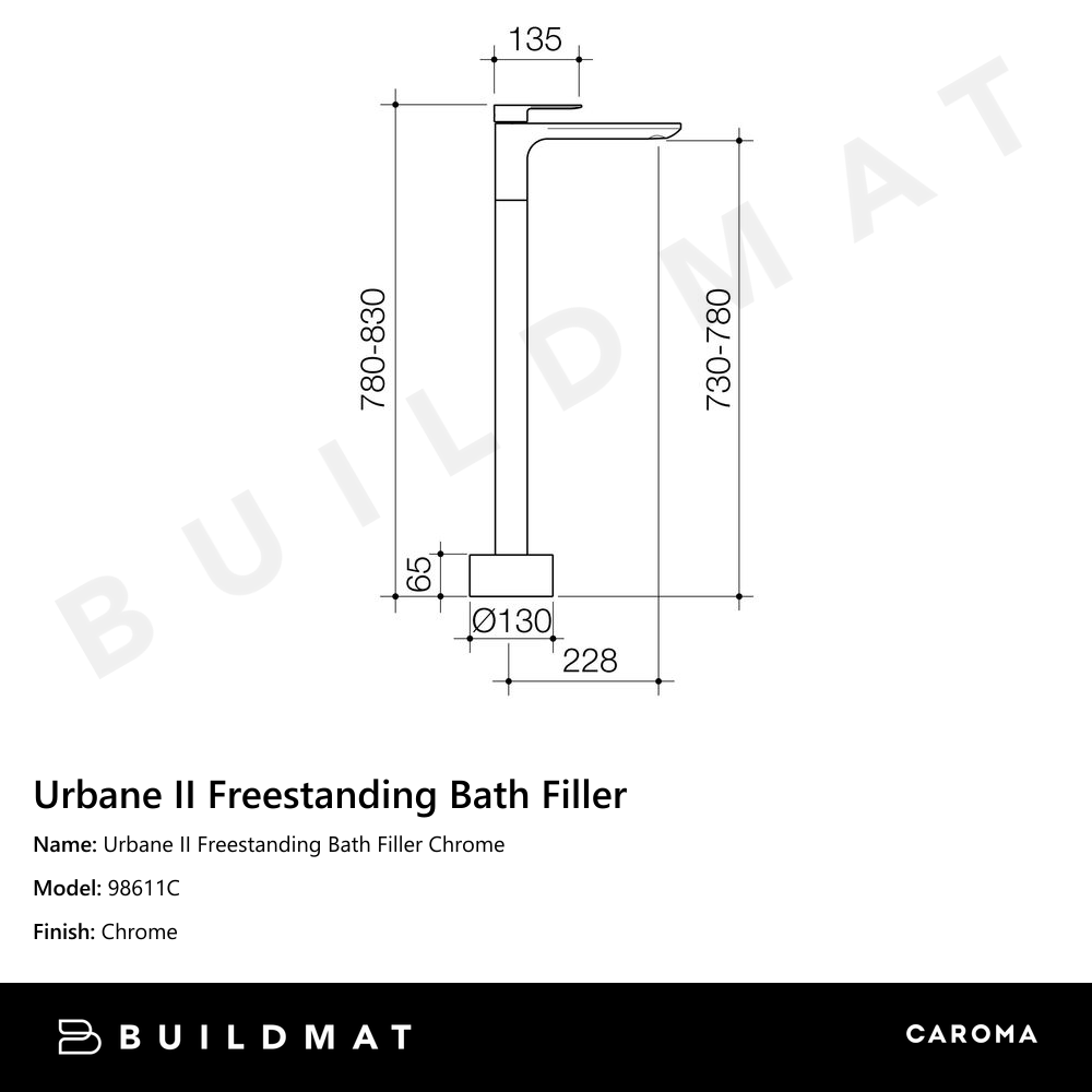 Urbane II Freestanding Bath Filler Chrome