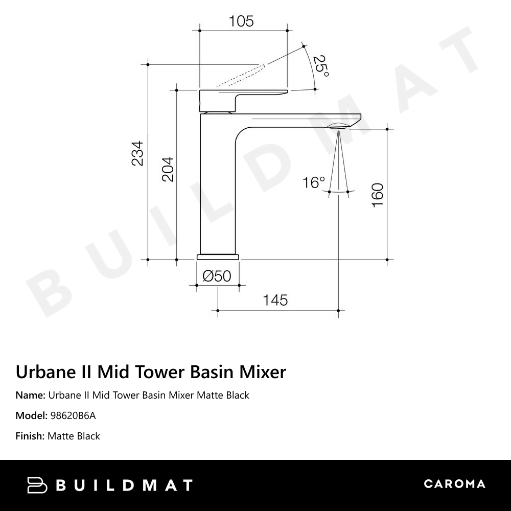 Urbane II Mid Tower Basin Mixer Matte Black