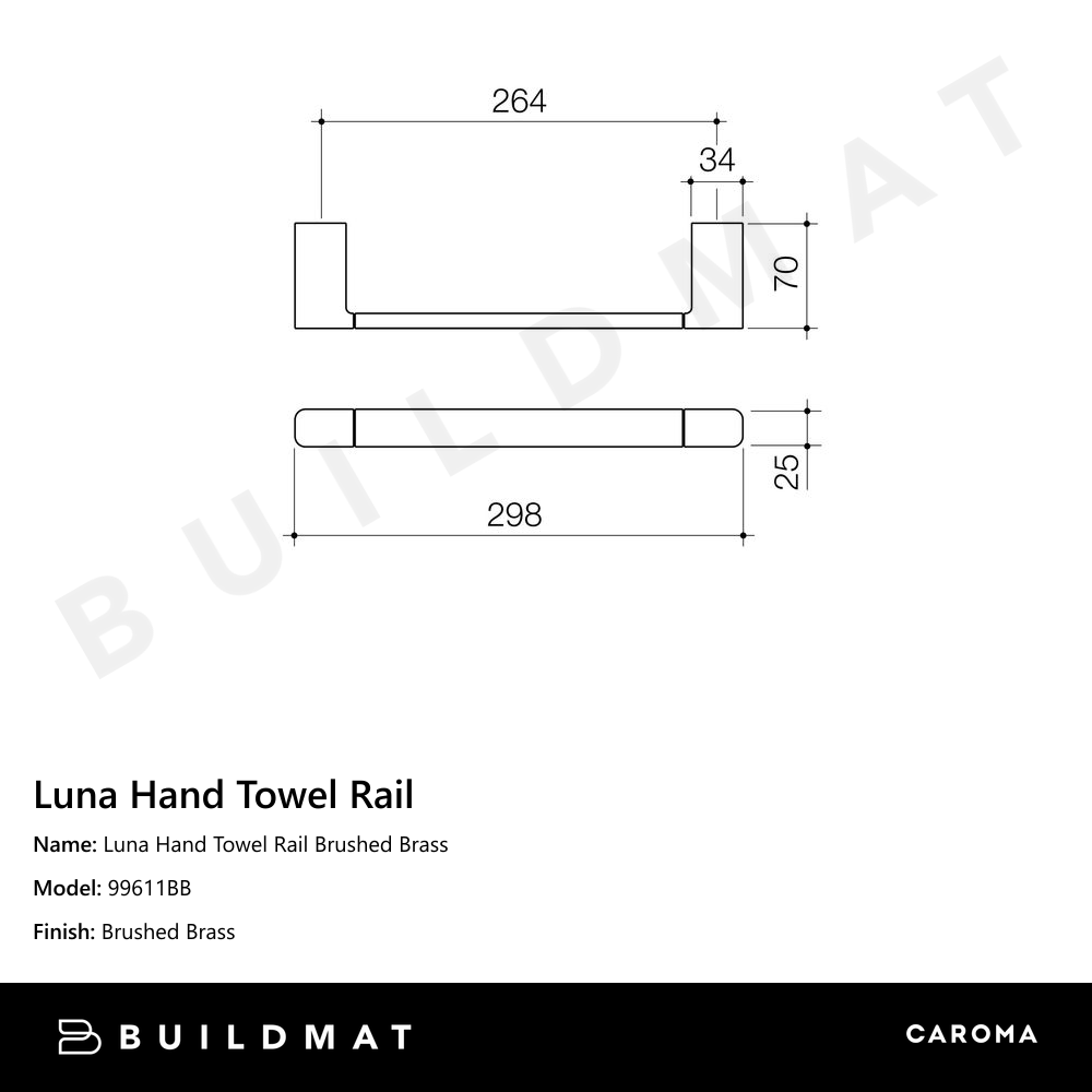 Luna Hand Towel Rail Brushed Brass