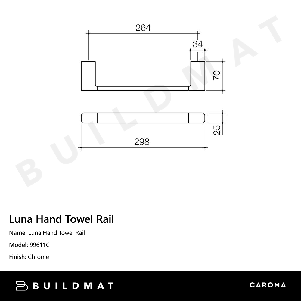 Luna Chrome Hand Towel Rail