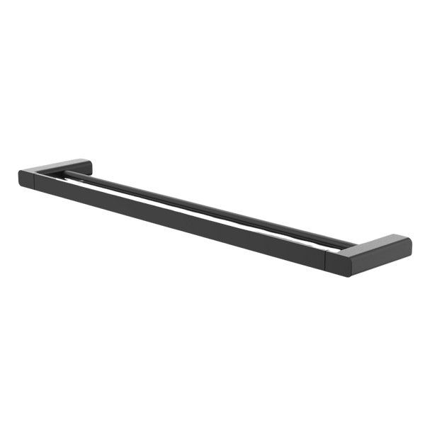Luna Double Towel Rail 630mm Black