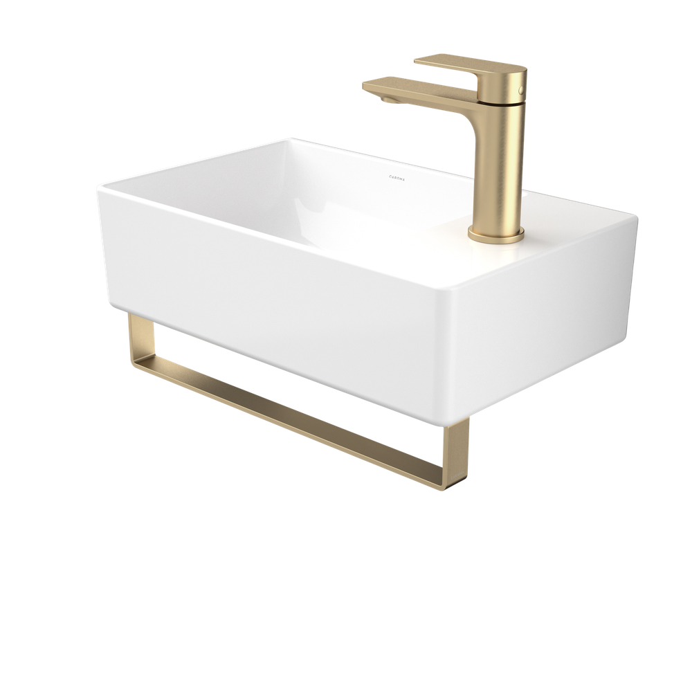 Urbane II Hand Wall Basin Integrated Rail Brushed Brass