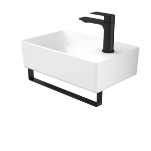 Urbane II Hand Wall Basin Integrated Rail Matte Black - Matte Black
