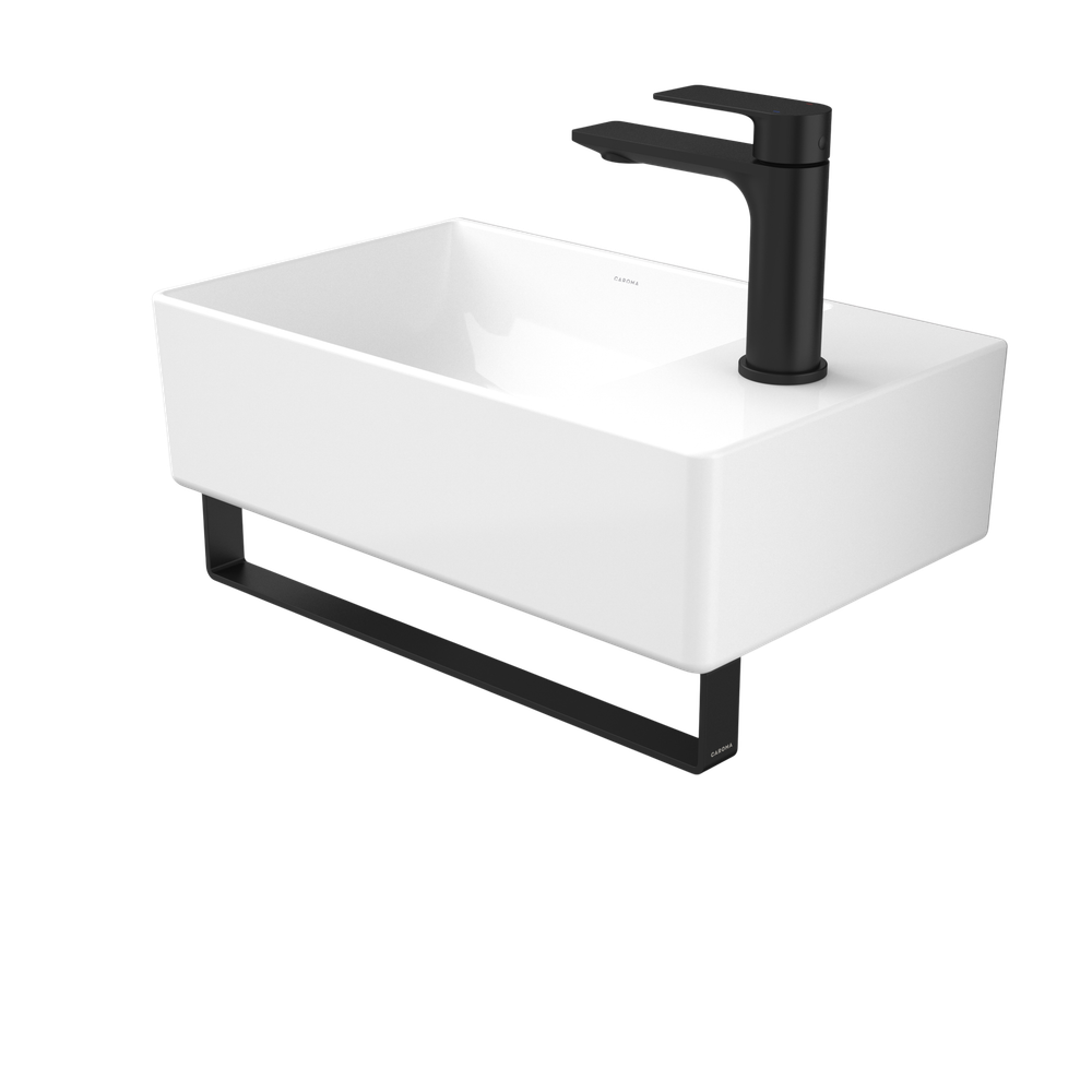 Urbane II Hand Wall Basin Integrated Rail Matte Black