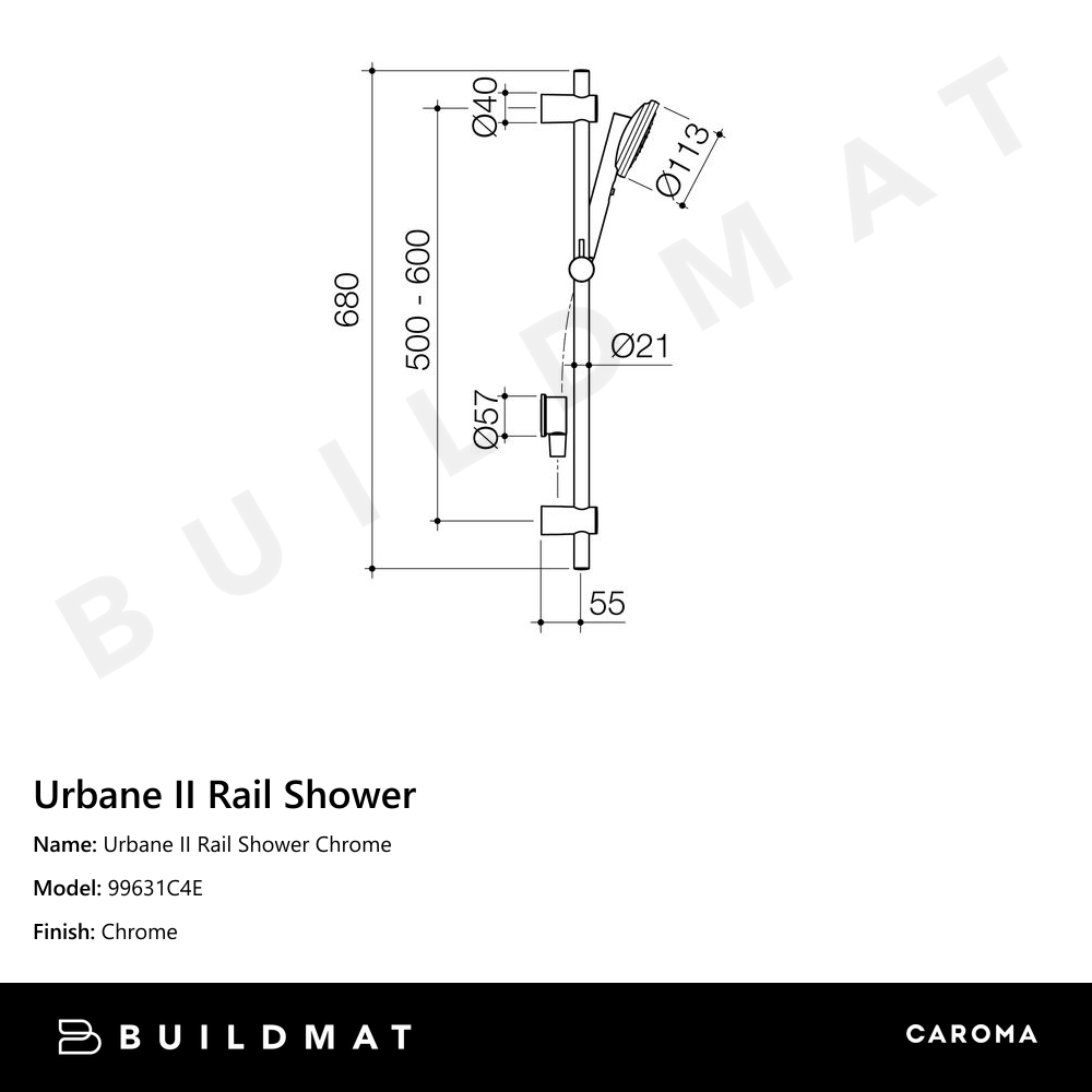 Urbane II Rail Shower Chrome