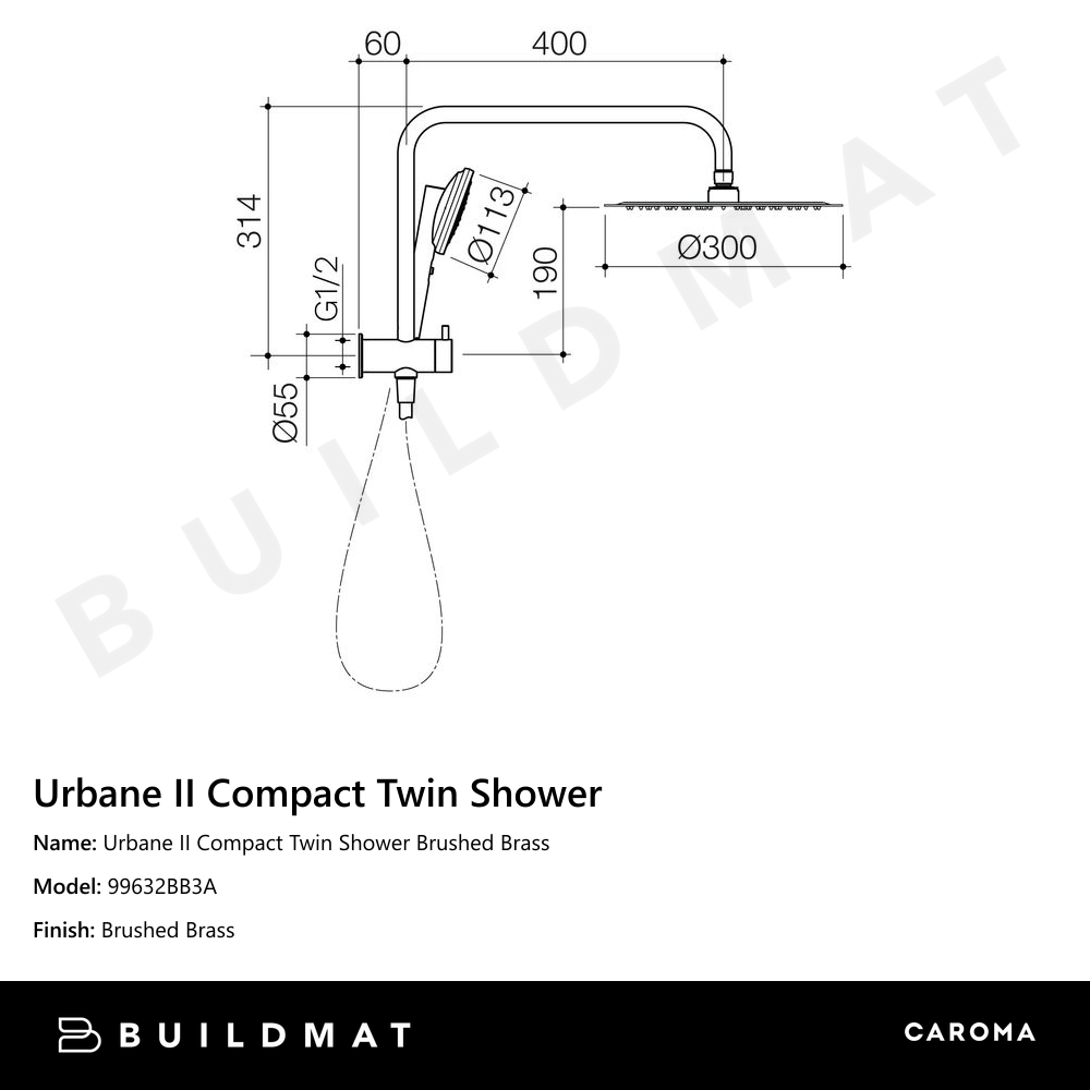 Urbane II Compact Twin Shower Brushed Brass