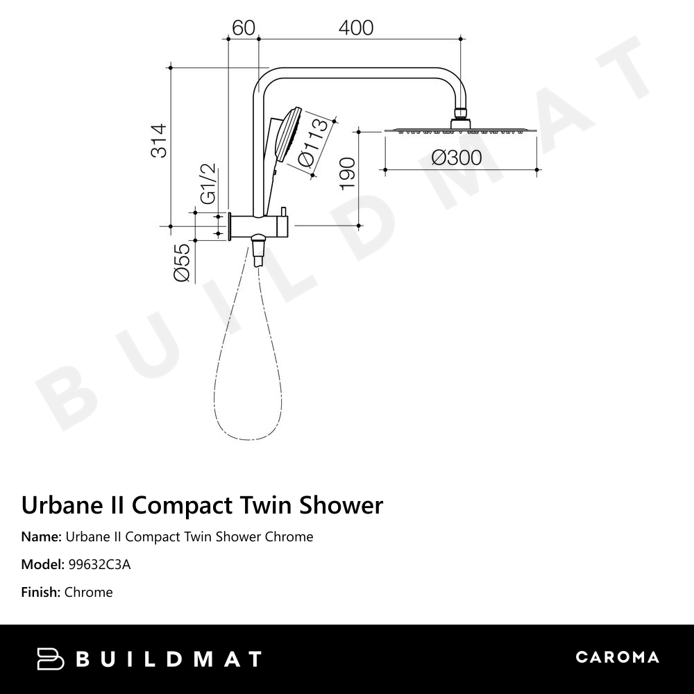 Urbane II Compact Twin Shower Chrome