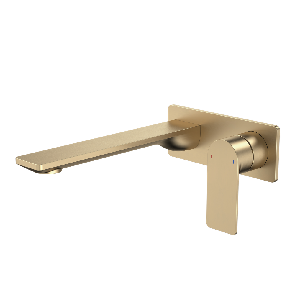 Urbane II 220mm Wall Basin/Bath Mixer Rectangular Cover Plate Brushed Brass Sales Kit Lead Free