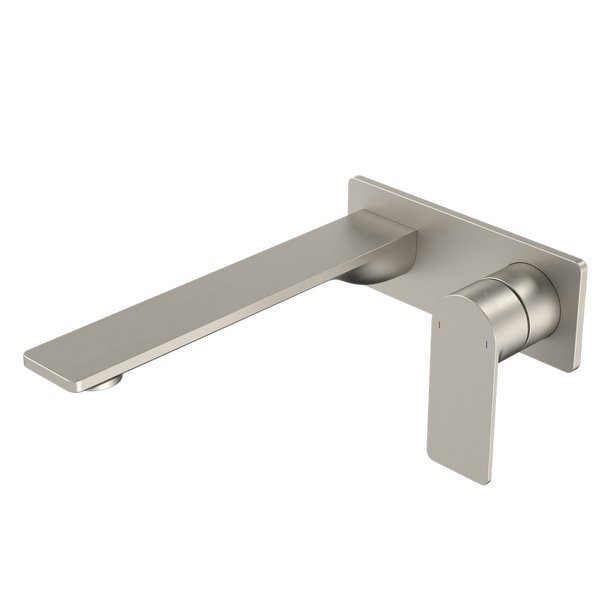 Urbane II 220mm Wall Basin/Bath Mixer Rectangular Cover Plate Brushed Nickel Sales Kit Lead Free