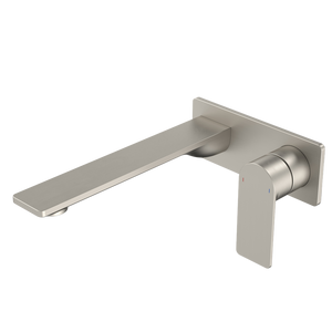 Urbane II 220mm Wall Basin/Bath Mixer Rectangular Cover Plate Brushed Nickel Sales Kit Lead Free - Brushed Nickel