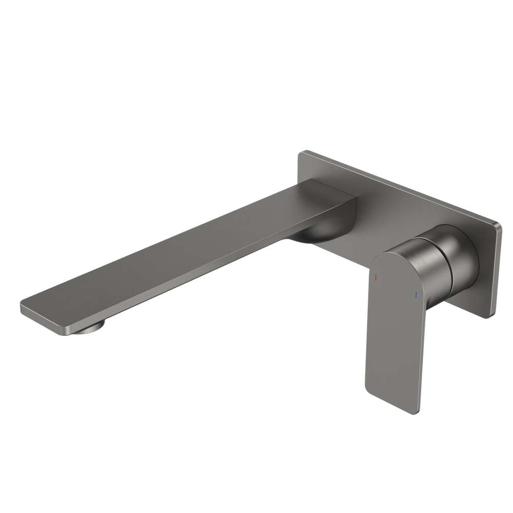 Urbane II 220mm Wall Basin/Bath Mixer Rectangular Cover Plate Gunmetal Sales Kit Lead Free