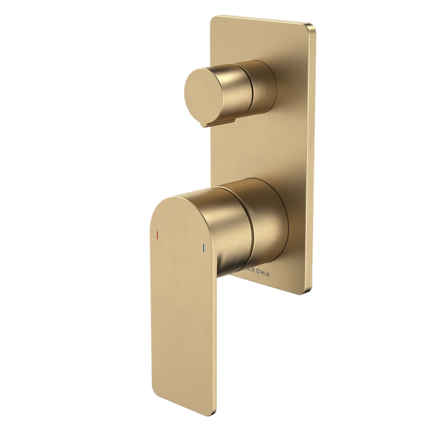 Urbane II Bath/Shower Mixer With Diverter Rectangular Cover Plate Brushed Brass