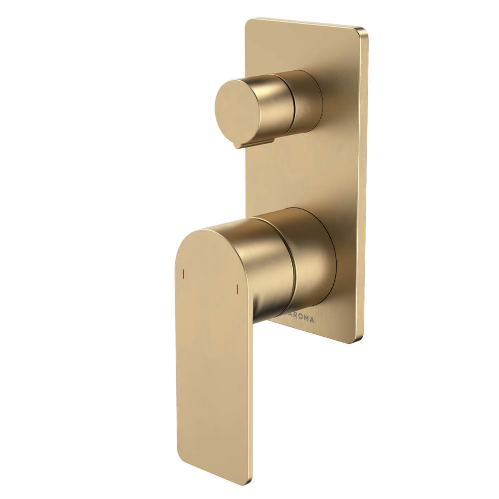 Urbane II Bath/Shower Mixer With Diverter Rectangular Cover Plate Brushed Brass