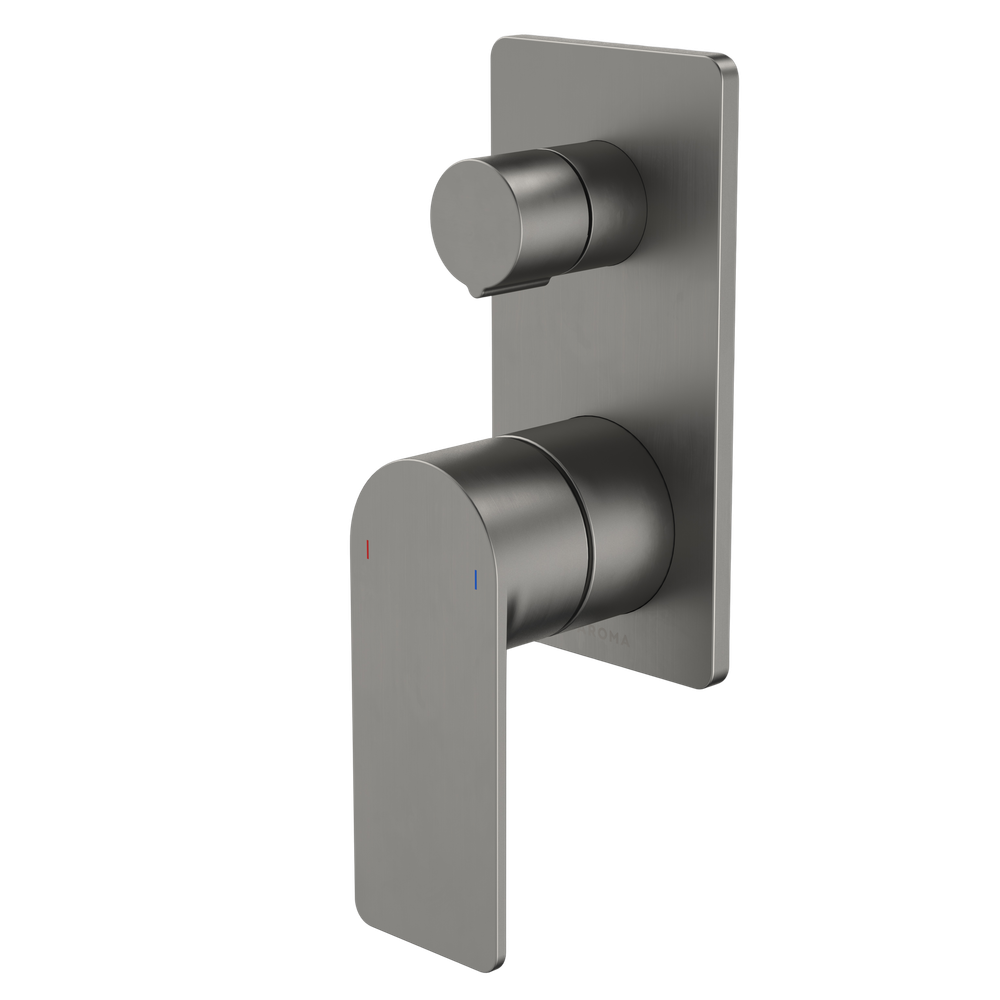 Urbane II Bath/Shower Mixer With Diverter Rectangular Cover Plate Gunmetal