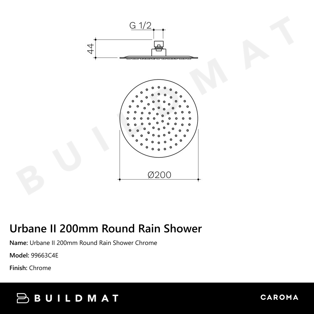 Urbane II 200mm Round Rain Shower Chrome
