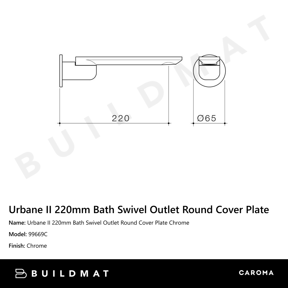 Urbane II 220mm Bath Swivel Outlet Round Cover Plate Chrome