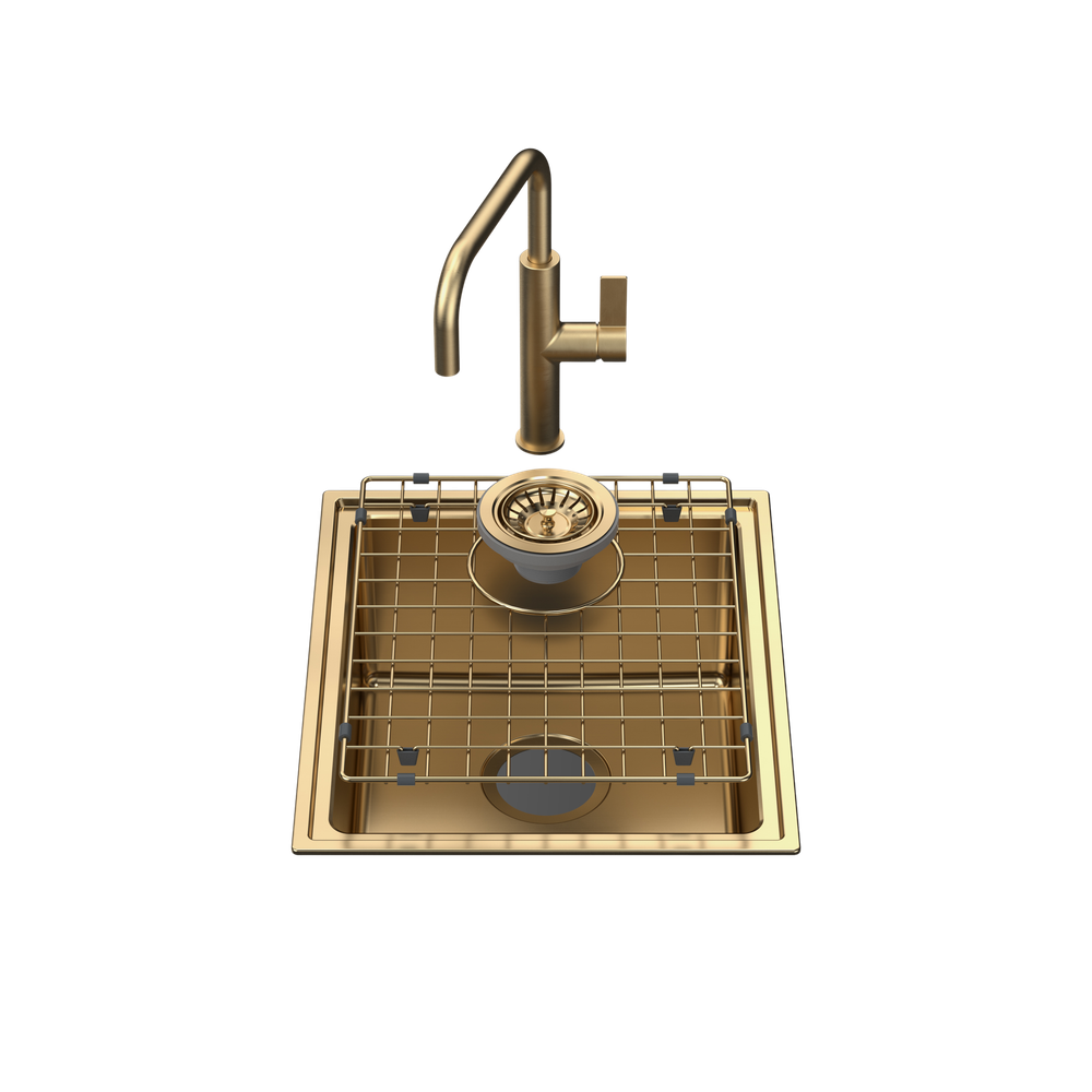 Urbane II Single Bowl Sink with Urbane II Sink Mixer Brushed Brass