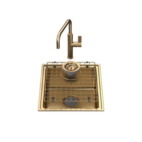 Urbane II Single Bowl Sink with Urbane II Sink Mixer Brushed Brass