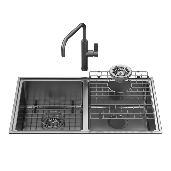 Urbane II  Double Bowl Sink with Urbane II Sink Mixer Gunmetal