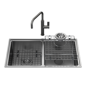 Urbane II  Double Bowl Sink with Urbane II Sink Mixer Gunmetal - Gunmetal