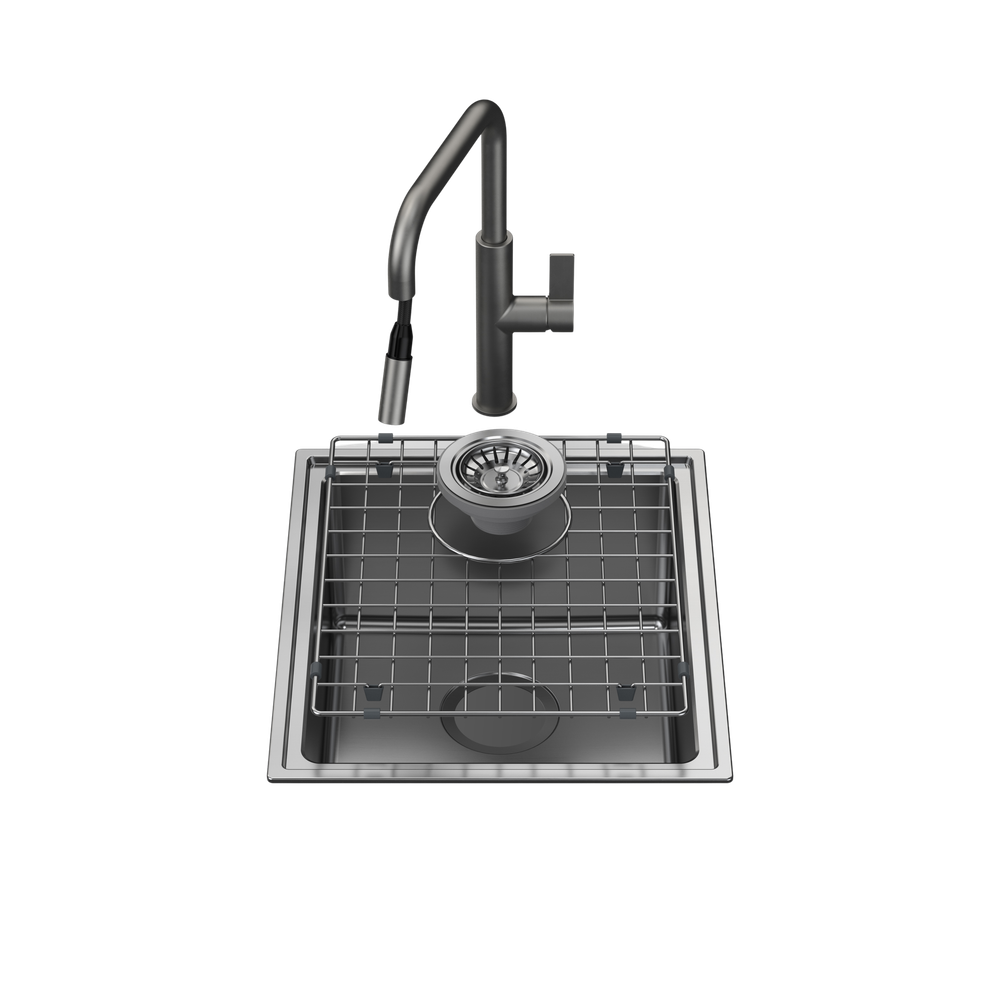 Urbane II Single Bowl Sink with Urbane II Pull Out Sink Mixer Gunmetal