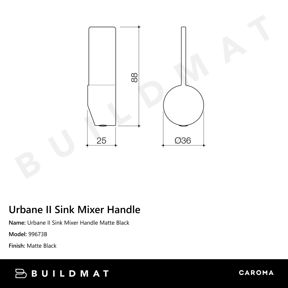 Urbane II Sink Mixer Handle Matte Black