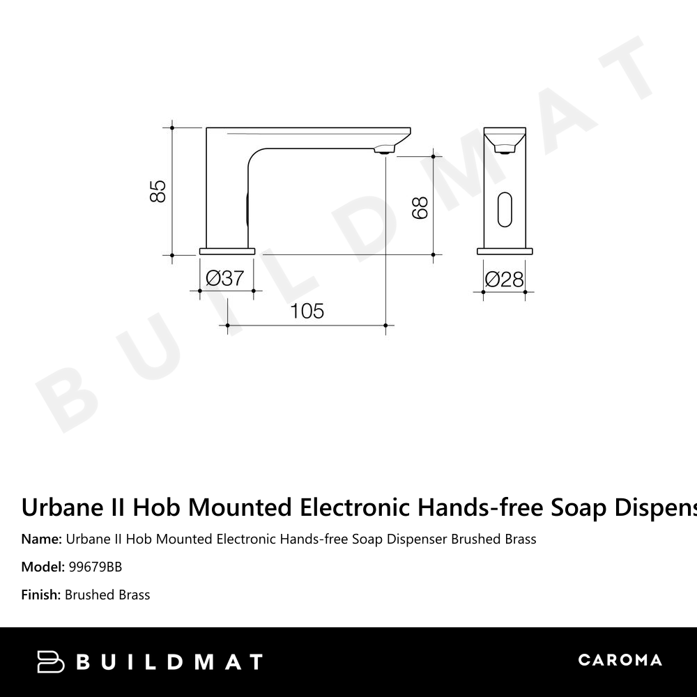 Urbane II Hob Mounted Electronic Hands-free Soap Dispenser Brushed Brass