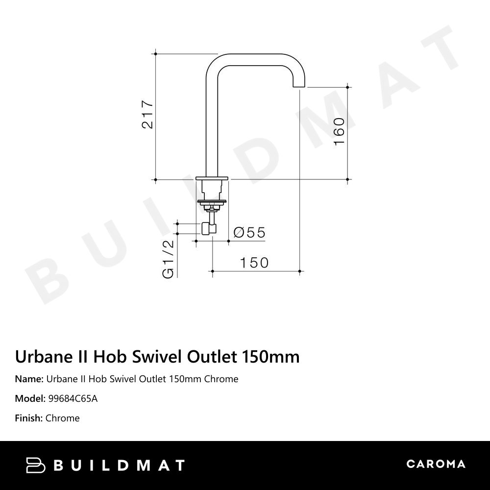 Urbane II Hob Swivel Outlet 150mm Chrome