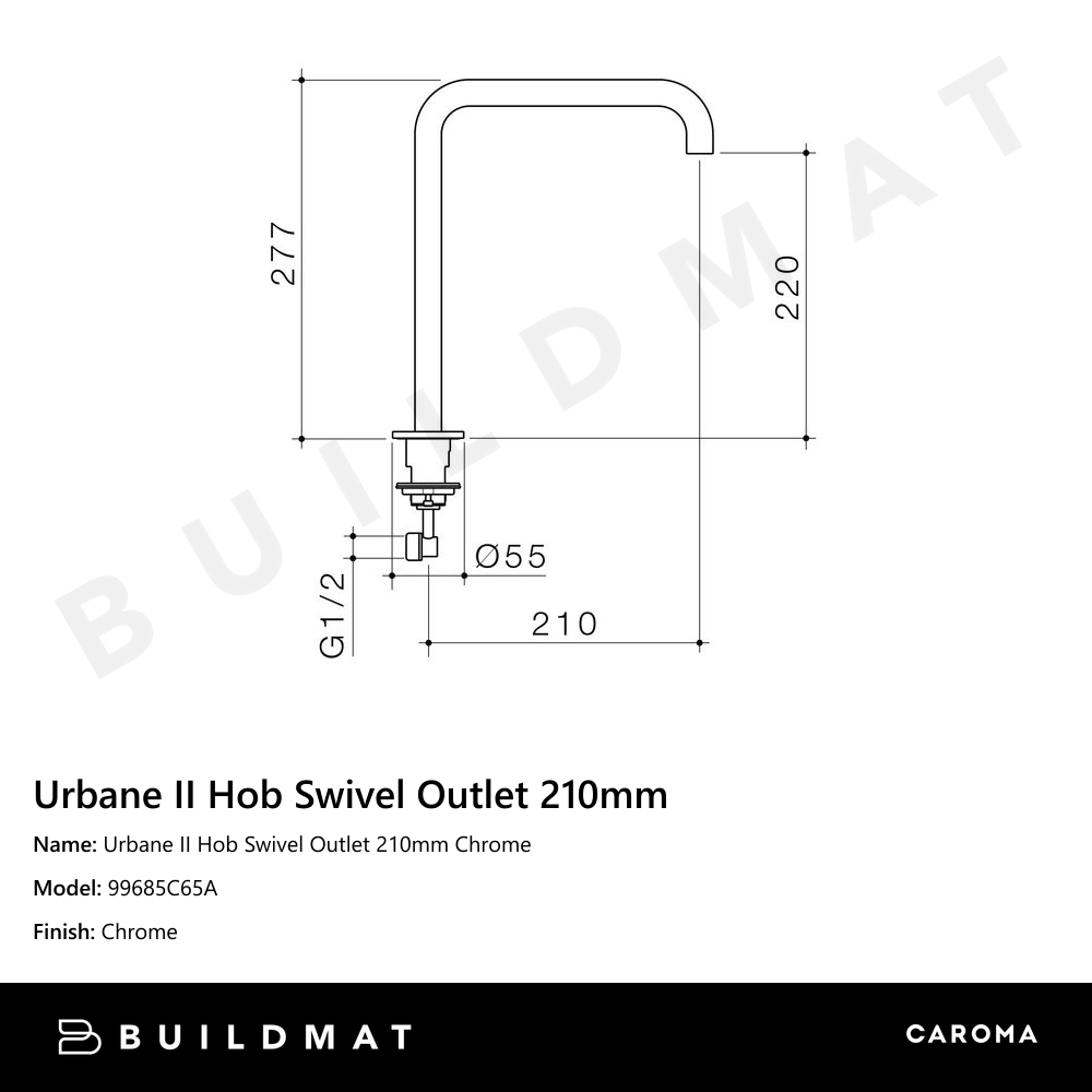 Urbane II Hob Swivel Outlet 210mm Chrome