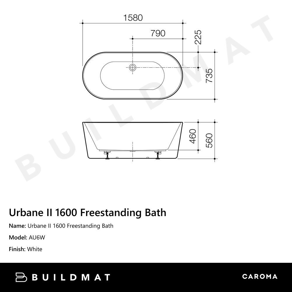 Urbane II 1600 Freestanding Bath