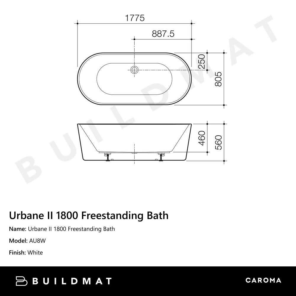 Urbane II 1800 Freestanding Bath