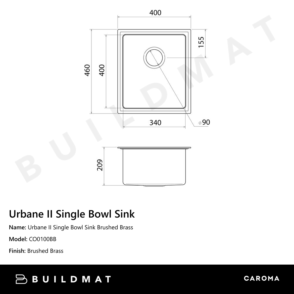 Urbane II Single Bowl Sink Brushed Brass