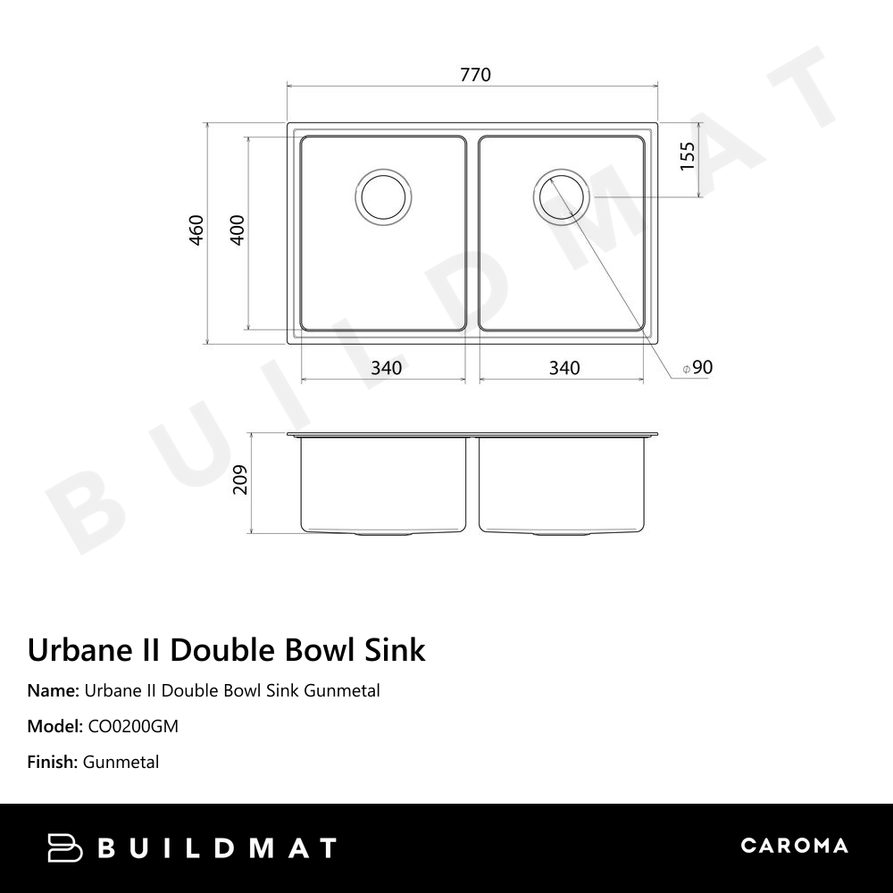 Urbane II Double Bowl Sink Gunmetal