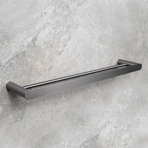 Ascari Brushed Gunmetal 600 Double Towel Rail - Brushed Gunmetal