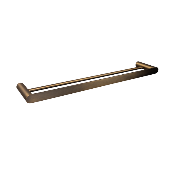 Ascari Brushed Vintage Antique Brass 600 Double Towel Rail