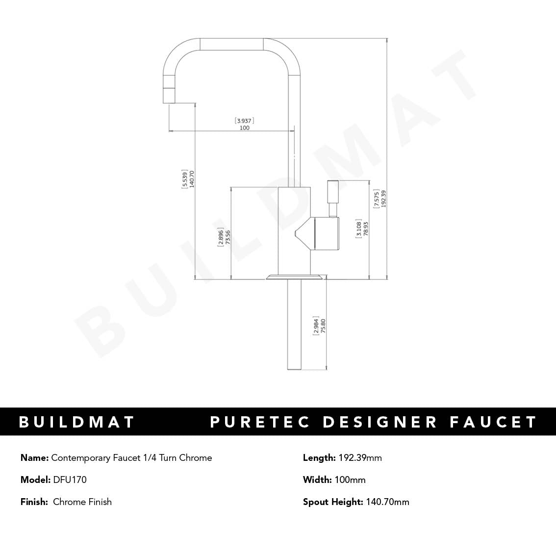 Contemporary Faucet 1/4 Turn Chrome