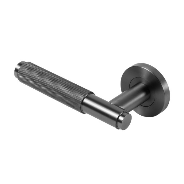 Ivan Door Handle Knurled Brushed Gunmetal