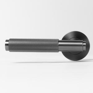 Ivan Door Handle Knurled Brushed Gunmetal - Brushed Gunmetal