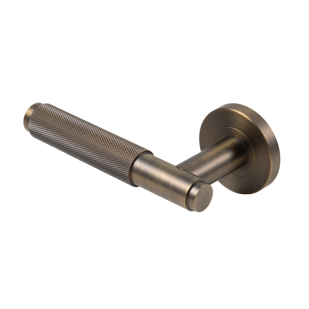Ivan Door Handle Knurled Brushed Vintage Antique Brass